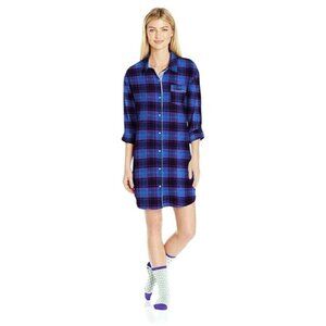 Tommy Hilfiger Womens Plaid Flannel PJ Shirt  XL Blue & Red Checkered
